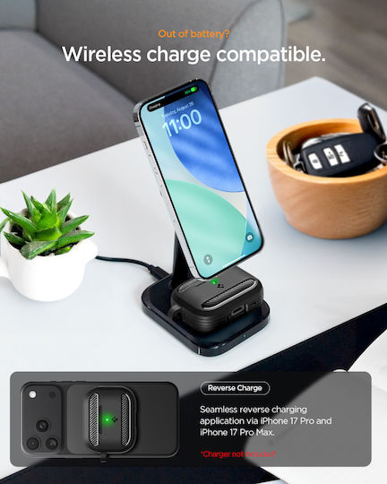 Spigen Rugged Armor Hülle Silikon mit Haken in Schwarz Farbe für Apple AirPods Pro 3