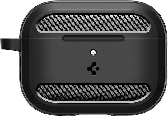 Spigen Rugged Armor Hülle Silikon mit Haken in Schwarz Farbe für Apple AirPods Pro 3