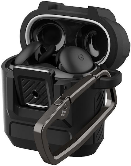 Spigen Lock Fit Θήκη Πλαστική / Σιλικόνης με Γάντζο σε Μαύρο χρώμα για Google Pixel Buds 2a