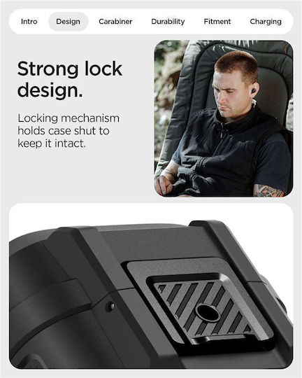 Spigen Lock Fit Θήκη Πλαστική / Σιλικόνης με Γάντζο σε Μαύρο χρώμα για Google Pixel Buds 2a