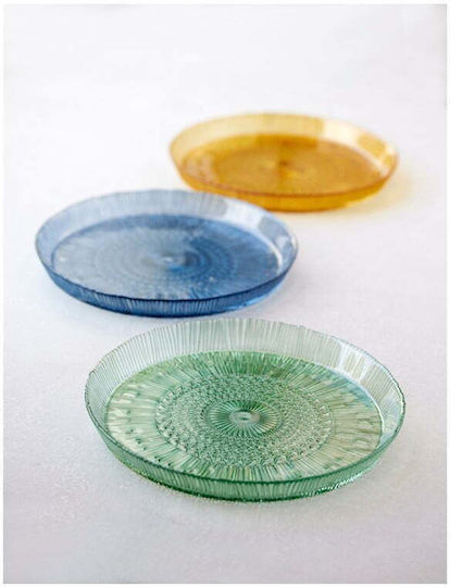 Bitz Servierplatte Glas Blau mit Durchmesser 30cm 1Stück