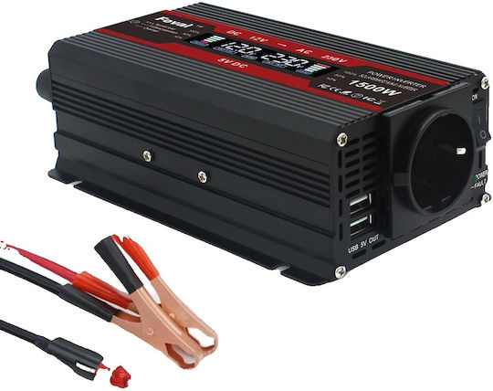 Inverter Car Inverter Modified Sinewave 1500W to Converter 12V DC in 220V AC with 2xUSB