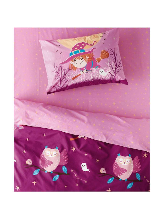 Kentia Σετ Σεντόνια Μονά Βαμβακερά Hans Μωβ 160x270cm 3τμχ