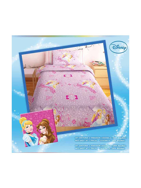 Sunshine Σετ Σεντόνια Μονά Βαμβακερά Princess Lilac 155x260cm 3τμχ