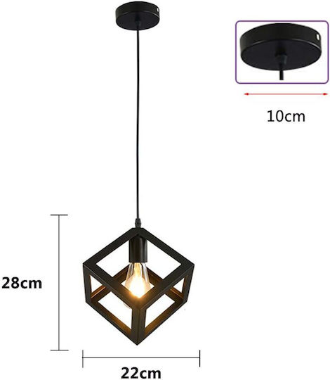 VenCore Pendant Light Black with Socket E27 25x25cm