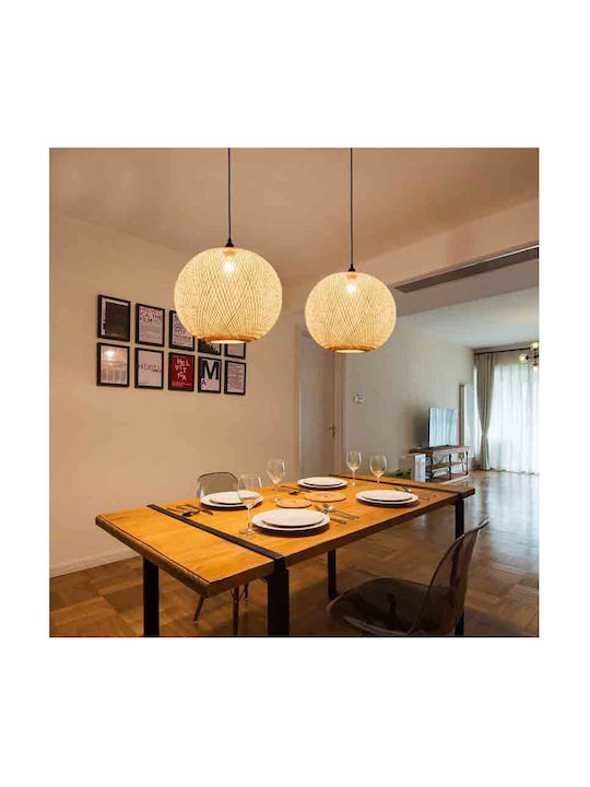 VenCore Κρεμαστό Φωτιστικό Μπεζ Boho με Ντουί E27 40εκ.