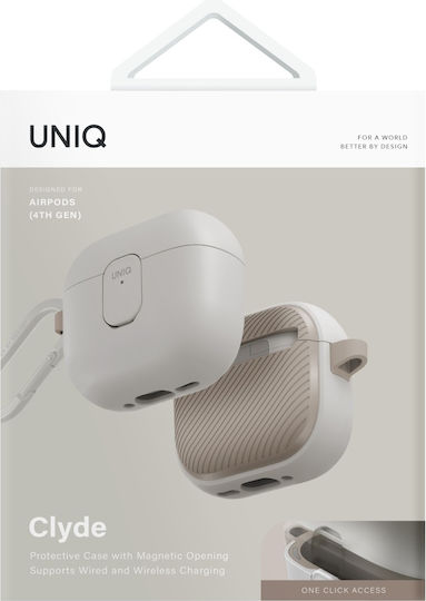 Uniq Clyde Case Silicone / Plastic with Hook in Beige color for Apple AirPods 4