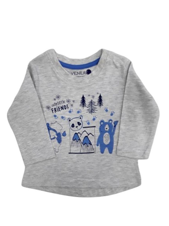 Kids' Shirt Long Sleeve Gray Cute Little Friends