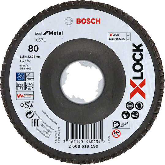 Bosch X-lock X571 K80 Metal Grinding Disc 115mm