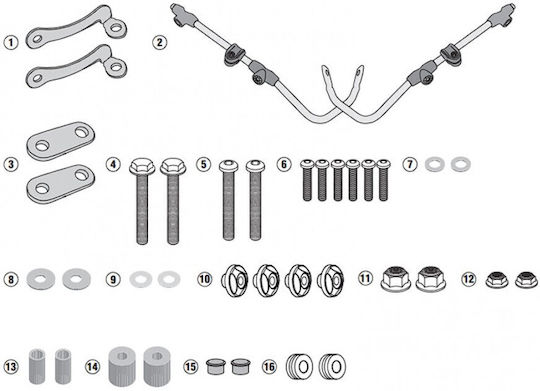 Givi A6109A Motorcycle Windshield & Windscreen Installation Kit for Kymco LIKE GIVKYMKIT12