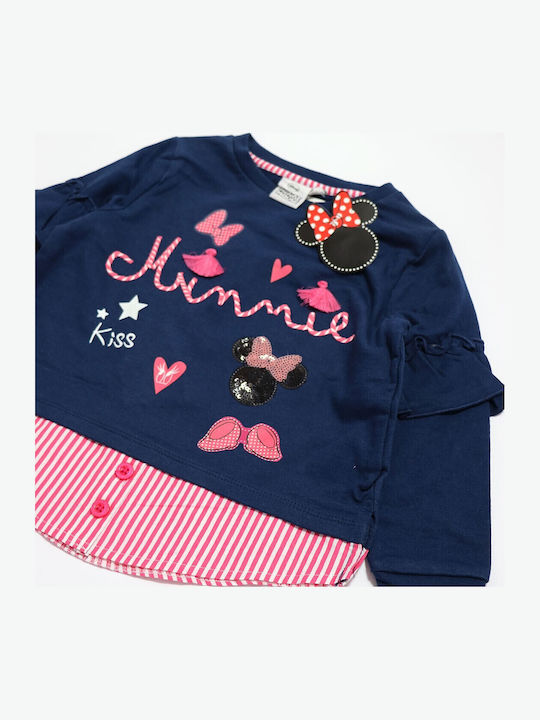 Kinderhemd Langarm Blau Minnie Mouse