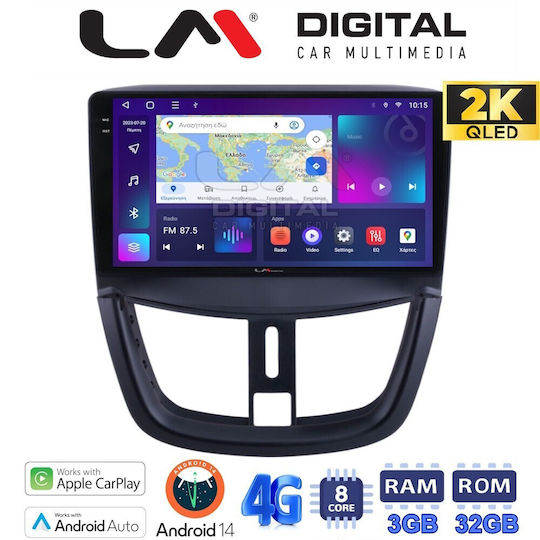 LM Digital Ηχοσύστημα Αυτοκινήτου για Peugeot 207 2007>2013 (Bluetooth/USB/WiFi/GPS/Apple-Carplay/Android-Auto)