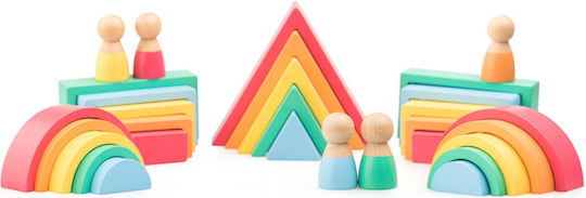 Kipod Rainbow Blocks Montessori Lernspiel Wissen aus Holz für 3+ Jahre alt Jahre