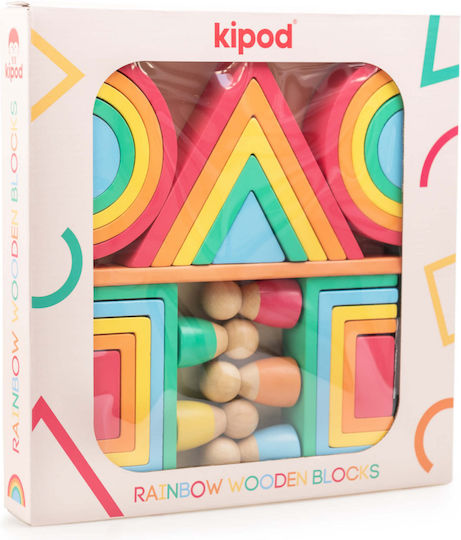 Kipod Rainbow Blocks Montessori Lernspiel Wissen aus Holz für 3+ Jahre alt Jahre