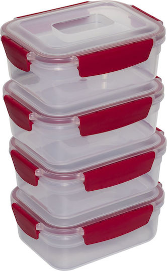 Joseph Joseph Set Of Red Plastic Lunch Boxes 19.4x23.9cm 4 Pieces