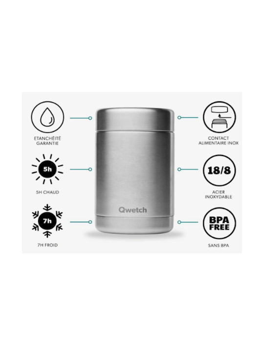 Qwetch Δοχείο Φαγητού Inox Ασημί 340ml
