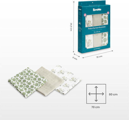 Sensillo Swaddle Wraps Green 70x80cm. 3pcs