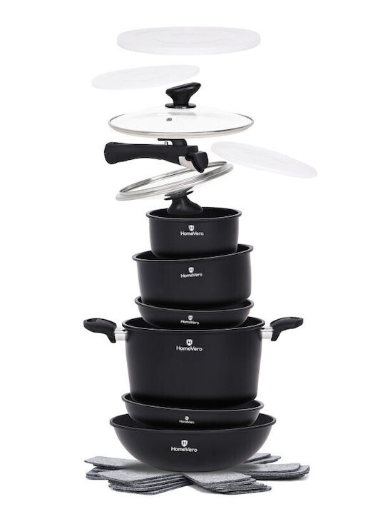 HomeVero Set de vase de gătit din oțel inoxidabil cu strat antiaderent 17buc