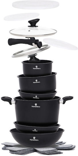 HomeVero Cookware Set of Stainless Steel with Non-stick Coating 17pcs