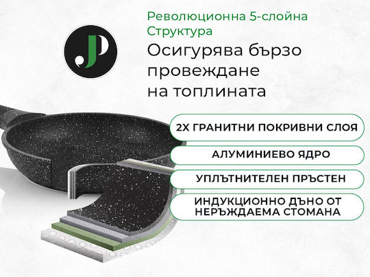 Just Perfecto Комплект Съдове За Готвене От Алуминий Черен С Керамично Вътрешно Покритие 12 Части