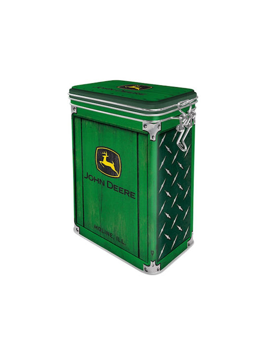 Nostalgic Art John Deere - Diamond Plate Green Κουτί Δημητριακών / Ζυμαρικών με Καπάκι & Βάση Μεταλλικό Πράσινο 11x8x18cm 1τμχ