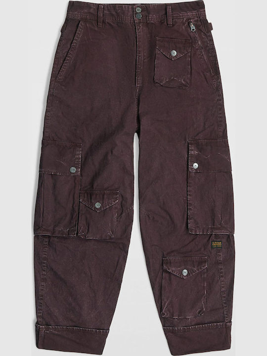 Dama Tesatura Pantaloni Cargo cu Croială Boyfriend Aubergine