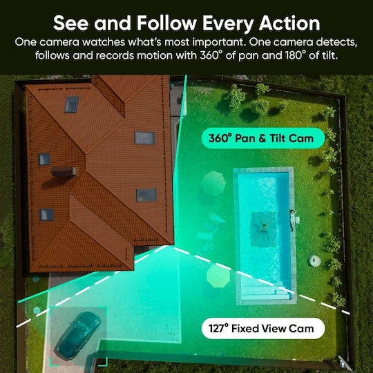 Wyze Duo Cam Pan IP Dual Surveillance Camera Wi-Fi Full HD+ 4MP Waterproof with Two-Way Communication