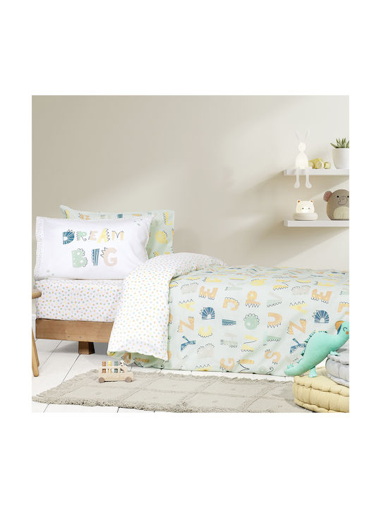 Nima Dream Set Kids Duvet Cover Single with Pillowcase Cotton Green 160x240cm
