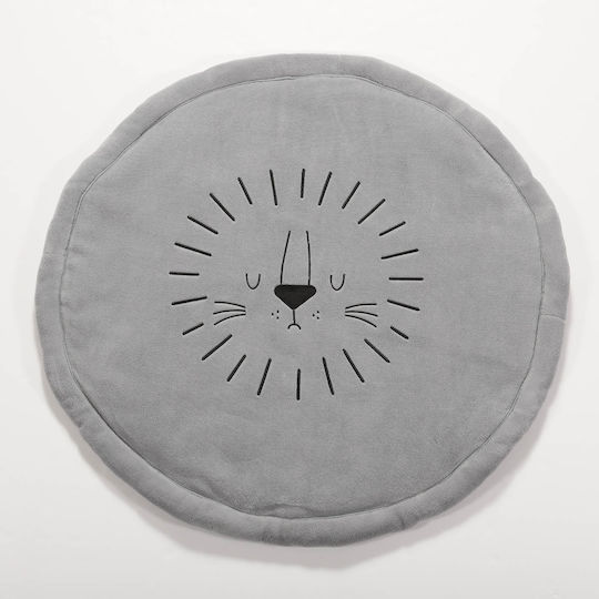 Nef-Nef Homeware Sleeping Lion Kids Rug Gri Round with Diameter 90cm