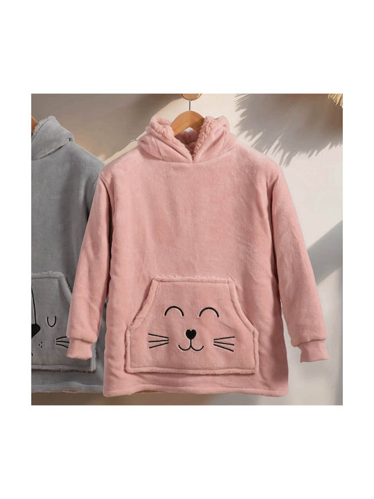 Παιδικό Πόντσο Κουβέρτα Μανίκια Fleece Nef-nef Homeware Smiling Cat Pink Παιδικό Πόντσο Κουβέρτα Μανίκια Fleece Nef-nef Homeware Smiling Cat Pink