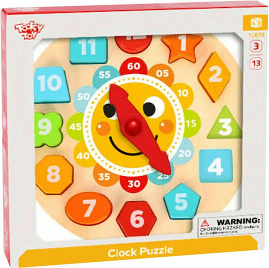 Ξύλινο Παιδικό Puzzle Σφηνώματα Clock 12pcs Tooky Toys
