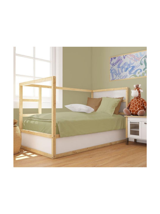 Dimcol Bebe Solid Бебешки Чаршаф За Количка Памук с Ластик Зелен 70x140бр