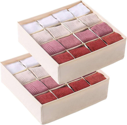 Fabric Drawer Organizer for Underwear / Socks in Beige Color 38x28x10cm 1pcs