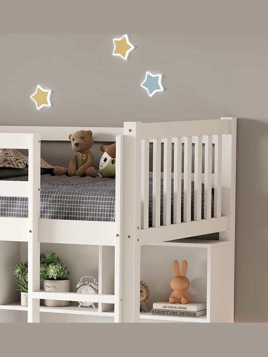 Libro Kids Bed Loft Bed Single with Desk Beige for Mattress 90x190cm