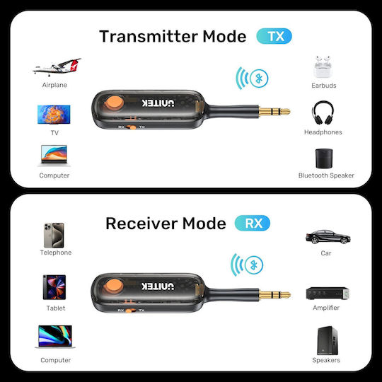 Unitek Audio 3.5mm To Bluetooth 2in1 Transmitter & Receiver B1111a