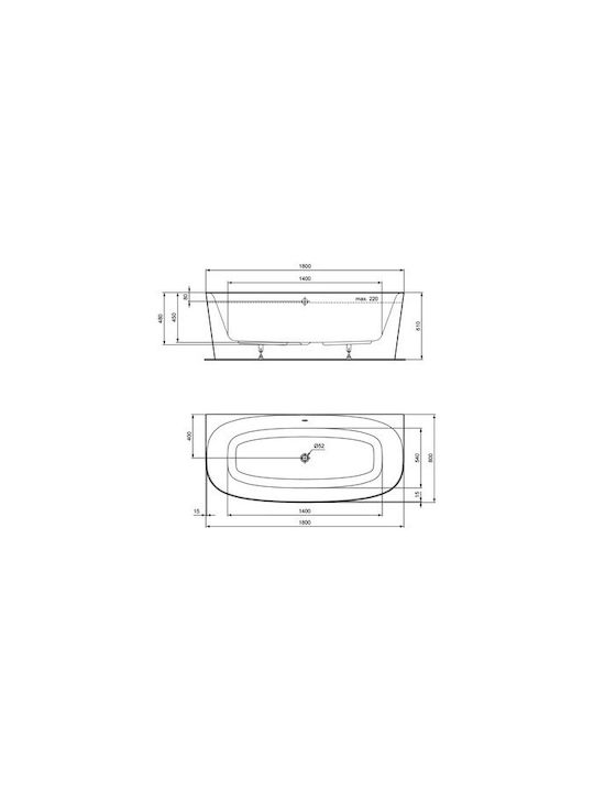 Ideal Standard Dea Cadă de baie cu montaj liber Acrilic 180x80cm