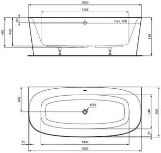 Ideal Standard Dea Acrylic Freestanding Bathtub 180x80cm