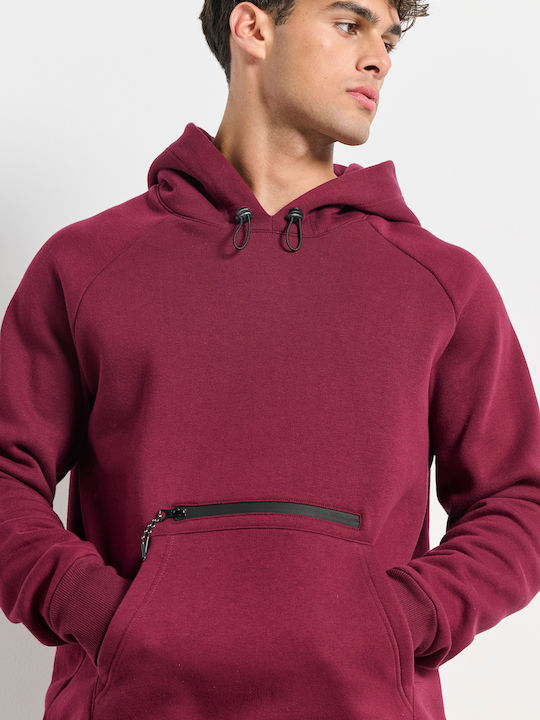 Sweatshirt with Hood Burgundy