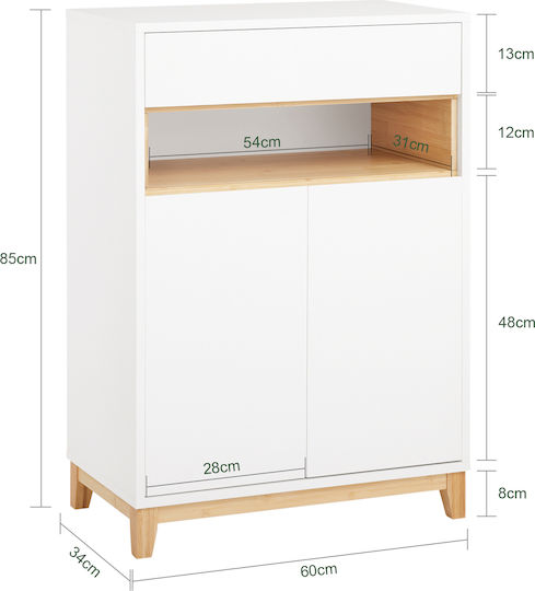 Bamboo Shoe Organizer White 60x34x85cm
