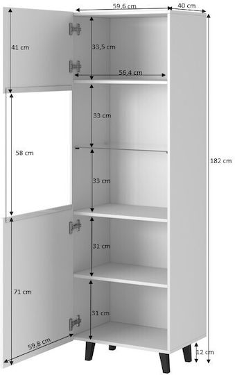 Пафос Витрина за дневна от ПДЧ със стъкло Черна 60x40x182см
