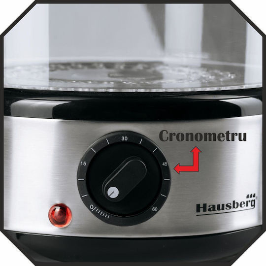 Hausberg Hausberg HB-1350 Food Steamer with 2 Steaming Decks 4.8lt
