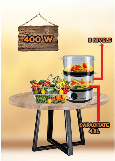 Hausberg Hausberg HB-1350 Food Steamer with 2 Steaming Decks 4.8lt