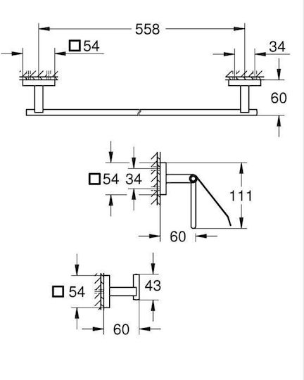 Grohe Cube An Der Wand Montiertes Badezimmerzubehör-Set Metall Grau Grohe Cube An Der Wand Montiertes Badezimmerzubehör-Set Metall Grau