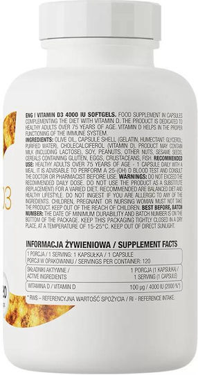 OstroVit Vitamin D3 Витамин за Здравето на костите 4000иу 120 капси