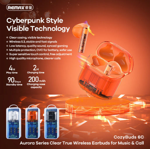 Remax Cozybuds 6C Bluetooth-Freisprecheinrichtung Kopfhörer mit Ladeetui Orange