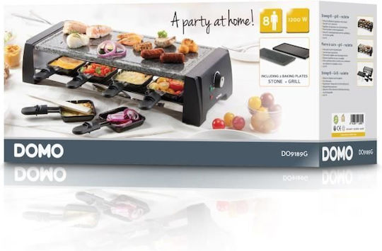 Domo Tabletop Electric Grill Ribbed Plate 1200W with Adjustable Thermostat