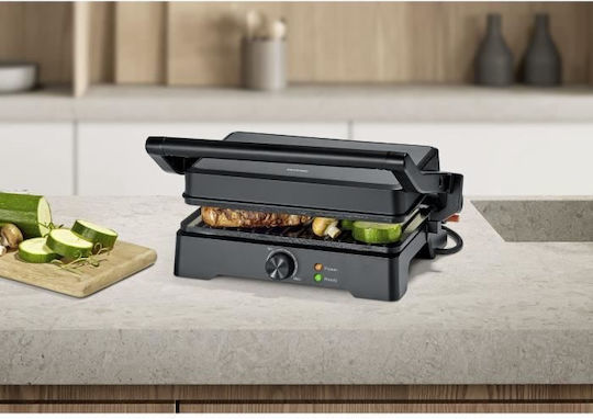 Severin Severin Tabletop Electric Grill with Grooved Plate 1800W with Lid and Adjustable Thermostat 28x17cm