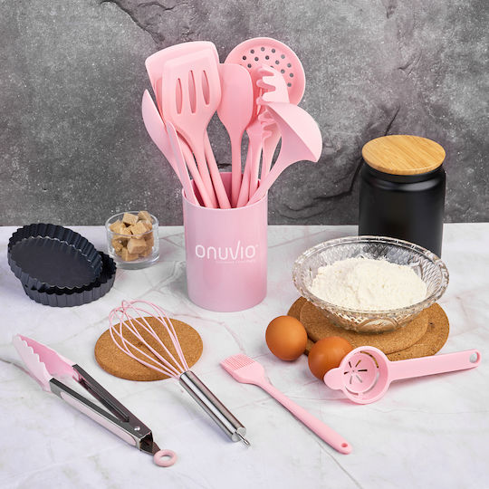 Σετ Kochutensilien mit Ständer 15Stück Rosa