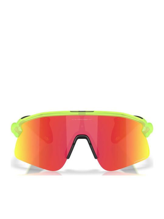 Oakley Stunt Devil S Bărbătești Ochelari de soare cu Verde Cadru și Roșu Oglindă Lentilă OO9518-03