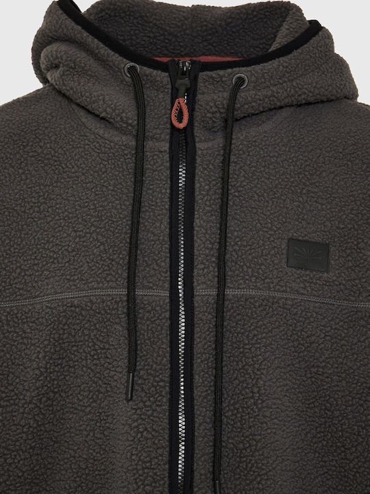 Men's Fleece Jacket Hooded Gray